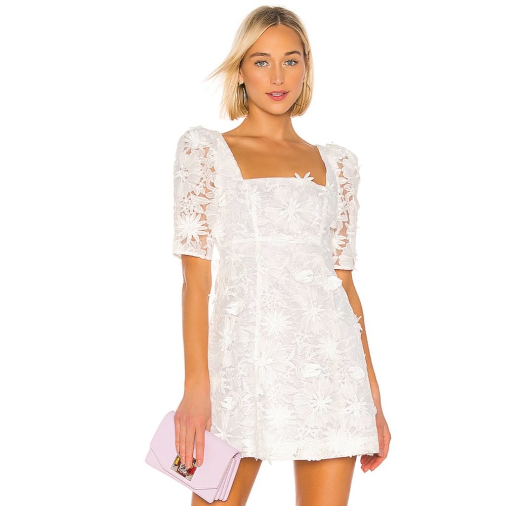 NEW LPA Tersa Mini Dress White Floral Sm B59/A88